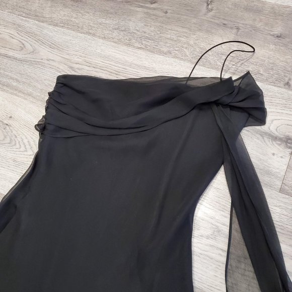 Laundry | Asymmetrical Black SILK Evening Dress - Picture 2 of 7